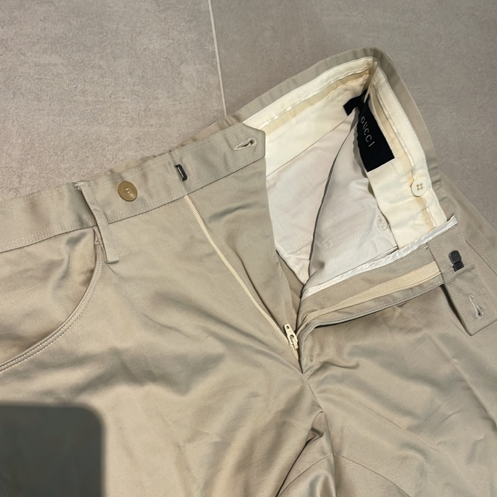 Gucci pants size 32” men ivory beige dress elegant straight 100% rayon viscose